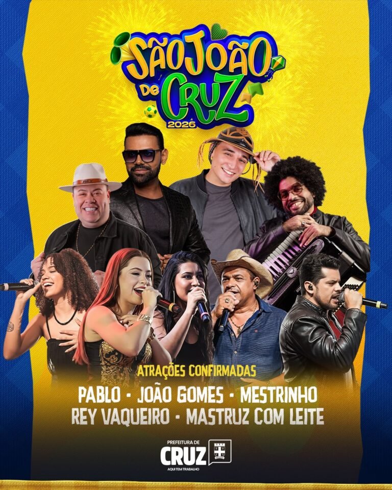 Confirmadas as primeiras atrações do São João de Cruz 2026